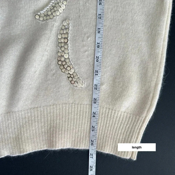 Vintage Sequins Sweater Womens Small Cream Lily of California Fuzzy Soft Top - Picture 12 of 14